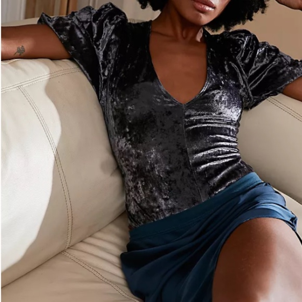 Sale! Free People don’t you wish velvet bodysuit - Picture 3 of 9